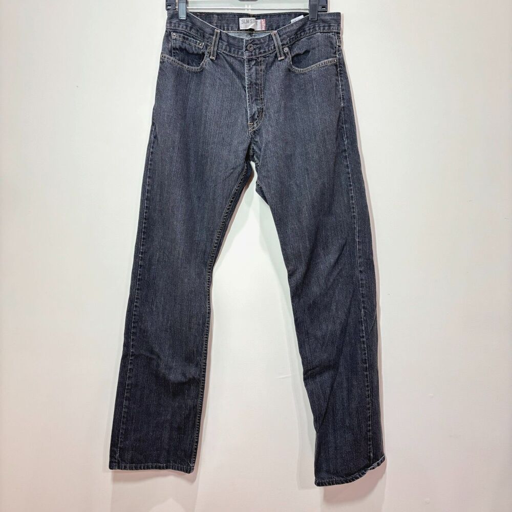 Levis Flex 514 Slim Straight Jeans Mens 34X34 Black Stone Washed Relaxed Classic